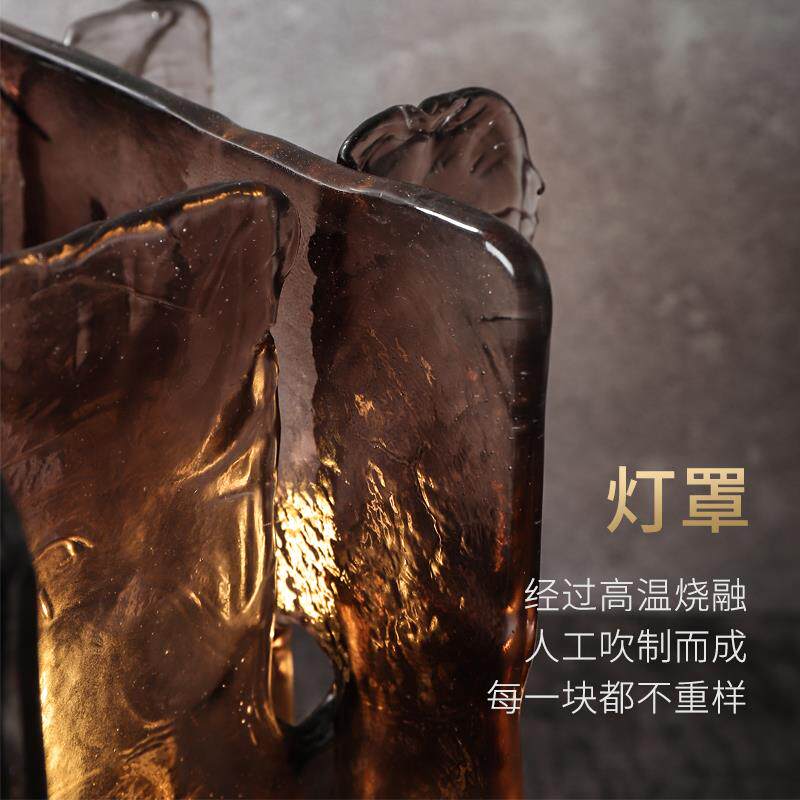 【琥珀】艺术玻璃台灯 后现代卧室床头灯客厅创意个性全铜台灯