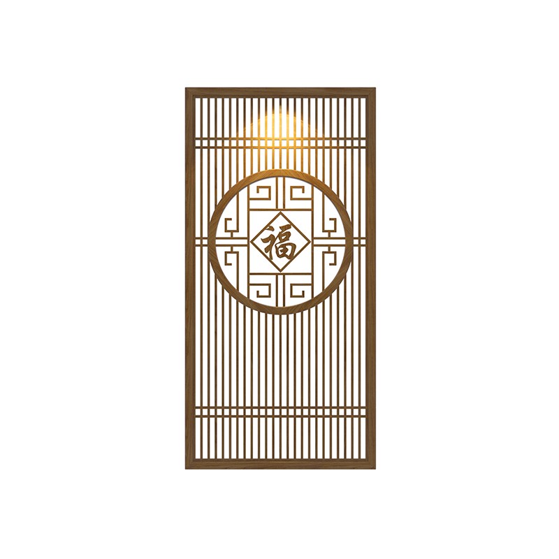 新中式入户玄关进门屏风隔断客厅家用装饰遮挡实木镂空木雕花福字