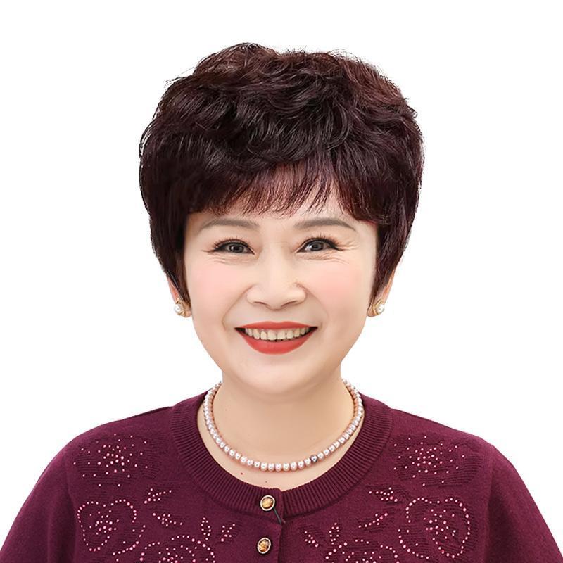 假发短发女人发遮白发全头套中老年女士妈妈短卷发假发套