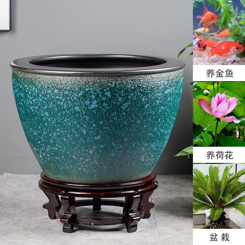 景德镇粗陶陶瓷鱼缸睡莲盆荷花大缸碗莲盆缸庭院仿石大水缸锦鲤缸
