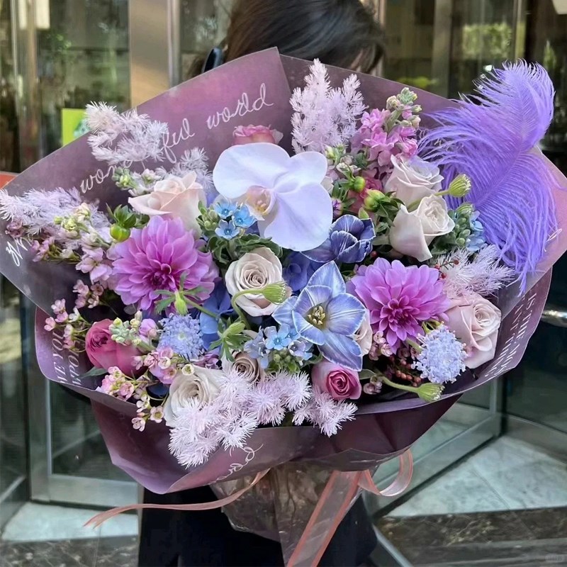 全国鲜花速递同城郁金香玫瑰花混搭生日花束北京武汉上海花店配送