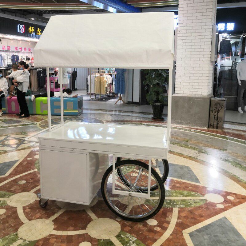 欧式铁艺花车超市促销车带柜子花店移动摊位车地摊创意户外摆摊车