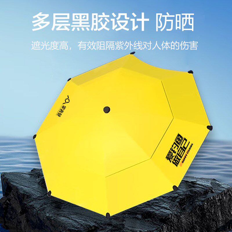 2024新款钓鱼伞户外露营遮阳伞新型黑胶钓伞钓鱼专用太阳伞拐杖伞