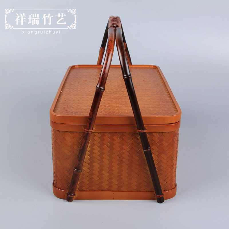 竹编手提茶箱茶具盒整理箱功夫茶具收纳盒箱家用民宿旅行可携式防