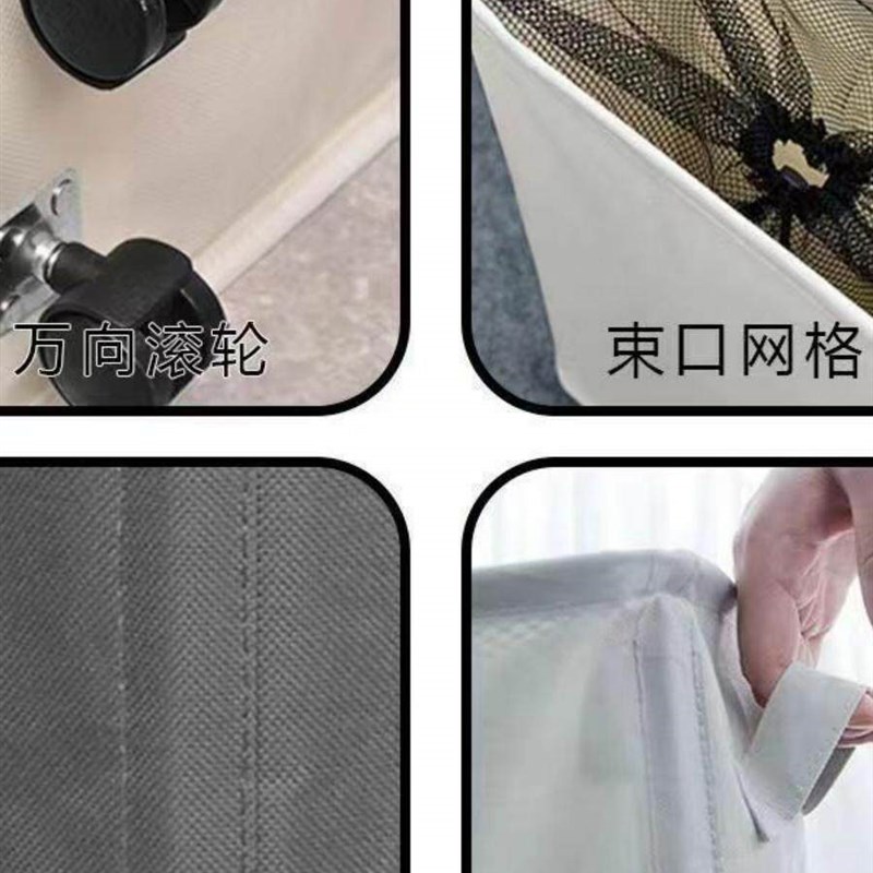 新款 折叠瑜伽垫收纳箱布艺脏衣篮牛津布收纳筐带轮家用脏衣篓
