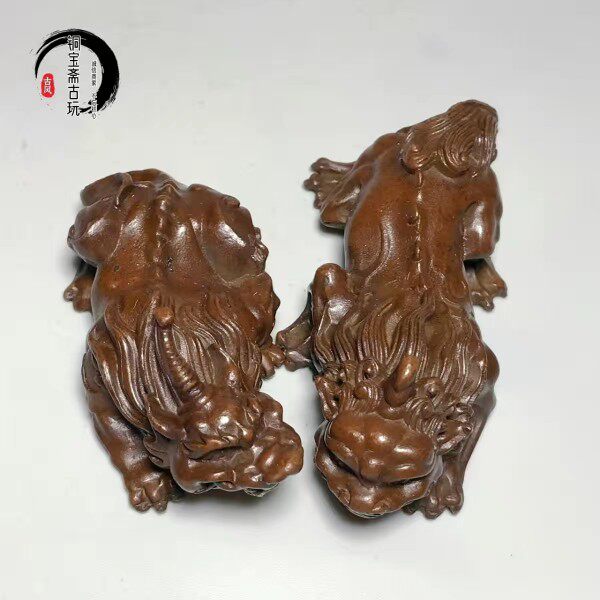铜实心招财貔貅天禄手把件公母一对男女随身把玩文玩镇纸茶宠摆件