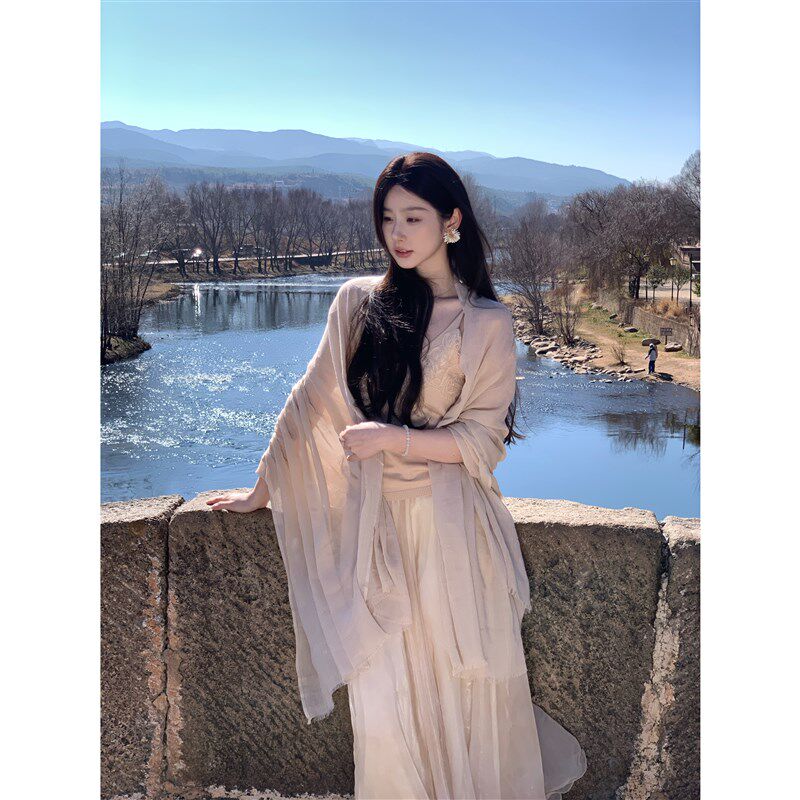 W51【披肩合集】清冷感旅游拍照围巾女薄文艺复古披肩丝巾纱巾春
