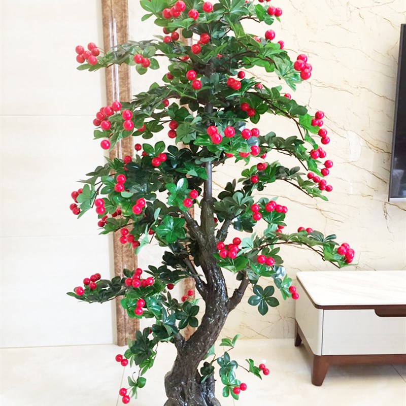 凯瑞假树茶花果树仿真植物大型落地盆栽塑料假花仿真客厅室内绿植