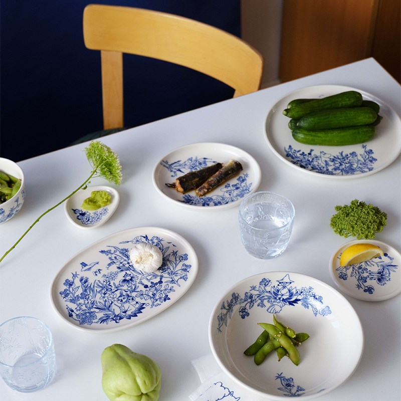 芬兰Arabia奥碧雅姆明Haru青花瓷系列陶瓷碗杯子家用日系餐具套组