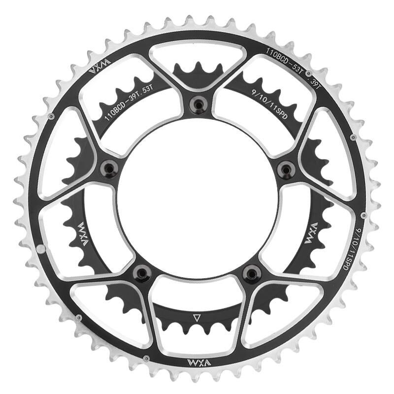 公路车牙盘110BCD双盘50/34T变速齿盘36T52T39T53T折叠车修补盘片