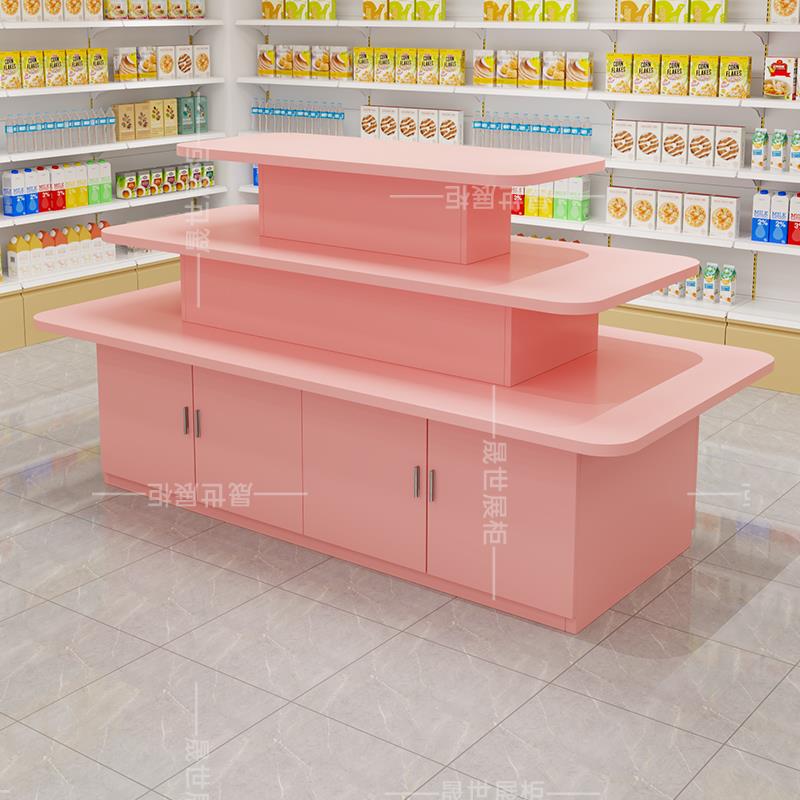 超市中岛台堆头货架展示柜产品陈列柜文具展示摆台促销样品置物台