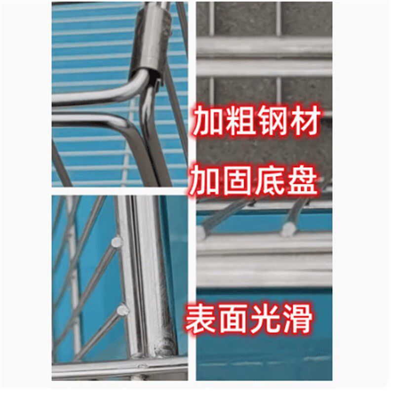 304不锈钢狗笼子折叠便携泰迪室内外带厕所加固加粗中小型宠物笼