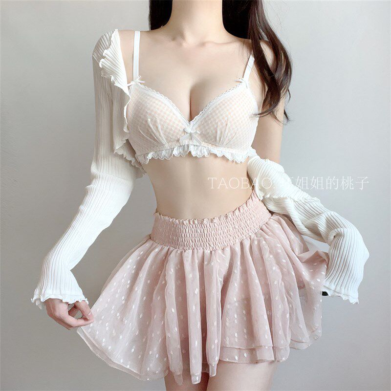 少女蕾丝内衣女小胸聚拢秋冬薄款甜美可爱少女文胸无钢圈舒适胸罩