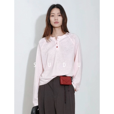 素都亨利领长袖t恤女打底衫上衣