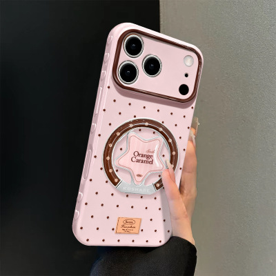 ins波点适用iphone17苹果手机壳15pm滴胶星星支架16爱心大视窗14