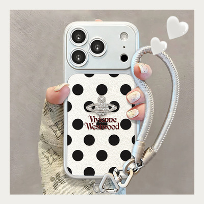 波点西太后挂绳适用iphone18pm手机壳16贴皮iphone17硅胶15韩国14