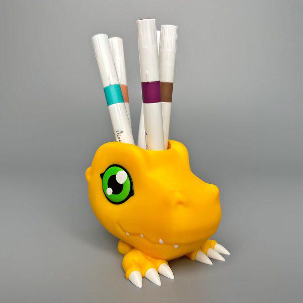3D打印亚古兽数码贝多功能笔筒彩色铅笔化妆刷收纳桌面创意摆件
