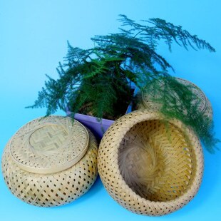 竹编 竹青皮编织围棋子  圆形双层带盖竹盒子现货