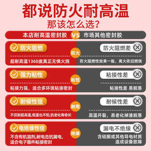 耐高温密封胶500度防火阻燃固定锅炉防水玻璃硅胶耐火2000结构胶