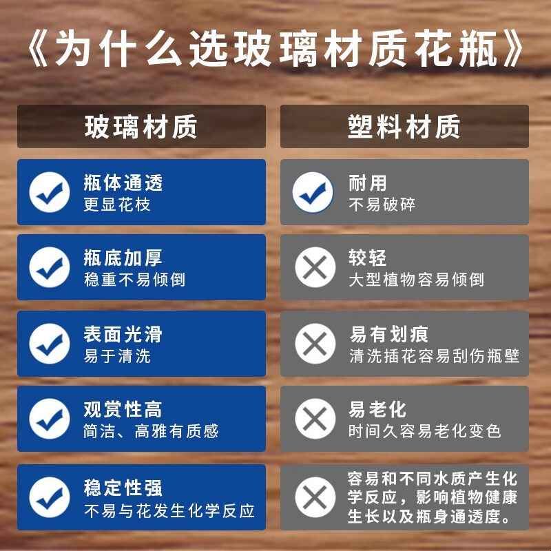 大号玻璃花瓶透明水养龟背竹水培富贵竹插花客厅摆件直筒高级感图片
