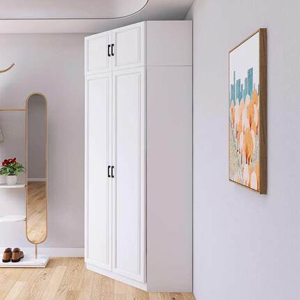 转角衣柜家用卧室小户型实木90度主卧拐角7字L型书桌衣橱组合收纳