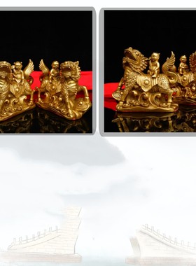 铜麒麟摆件一对纯l铜麒麟送子工艺品家用客厅卧室装饰品招财工艺