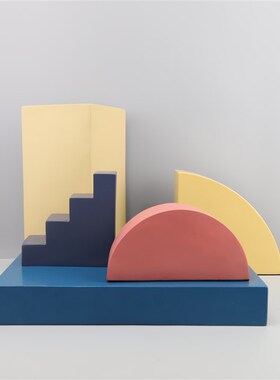 简约创意b莫兰迪色几何模型摆件客厅卧室玄关书房书柜家居饰品