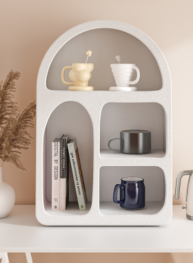 奶油风桌面收e纳柜书桌置物架摆件家用客厅台面洞穴柜展示架装饰