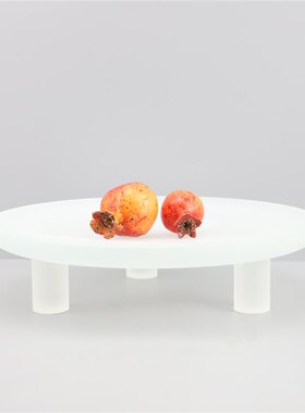 欧式简约磨砂g白色三足果盘客厅餐厅玄关茶几样板间家居装饰品摆