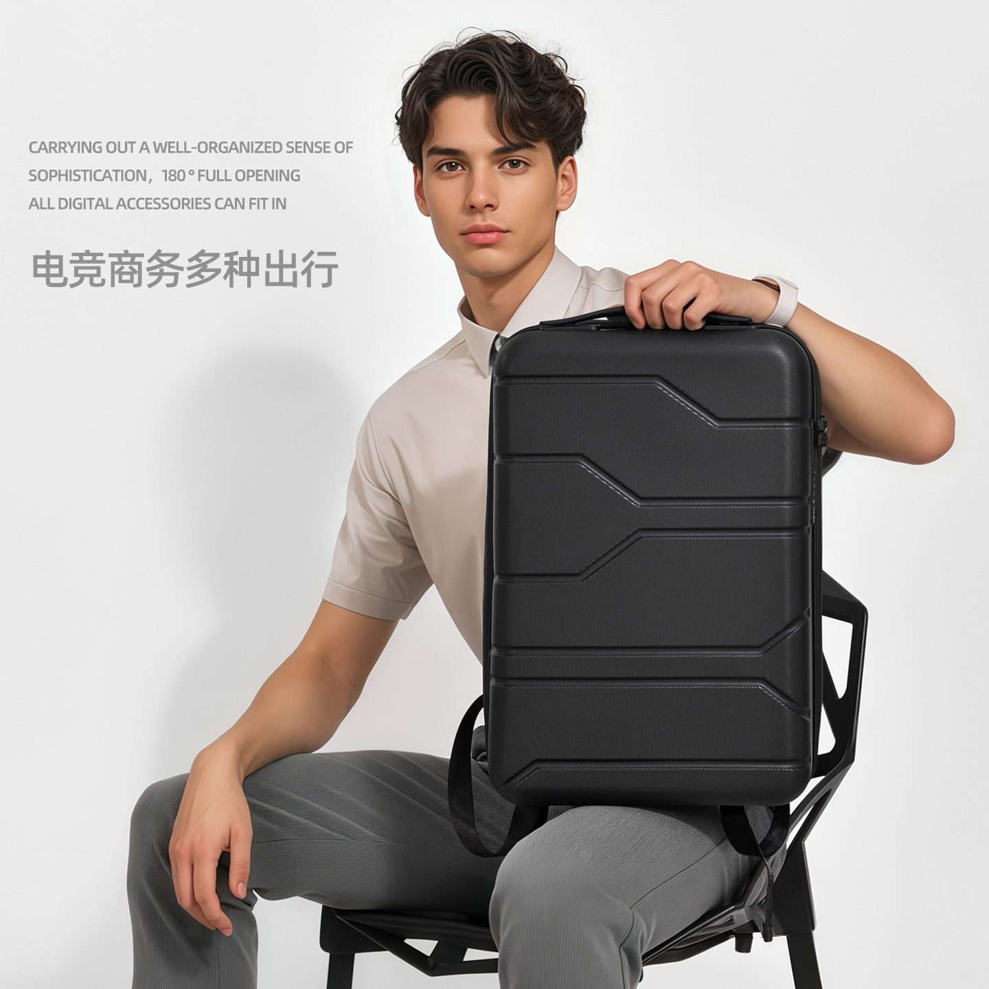 仅亏一天新款 双肩包男女款电竞背包炫酷硬壳箱背包双肩行李箱大