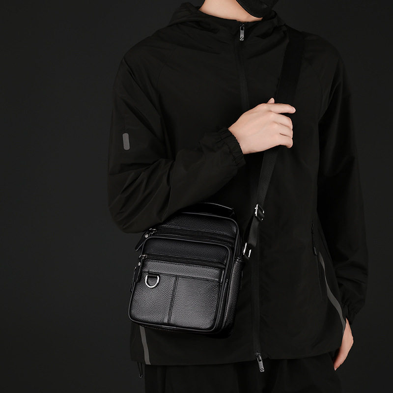 仅亏一天简约男士单肩包真皮商务通勤休闲斜挎背包头层牛皮大容量