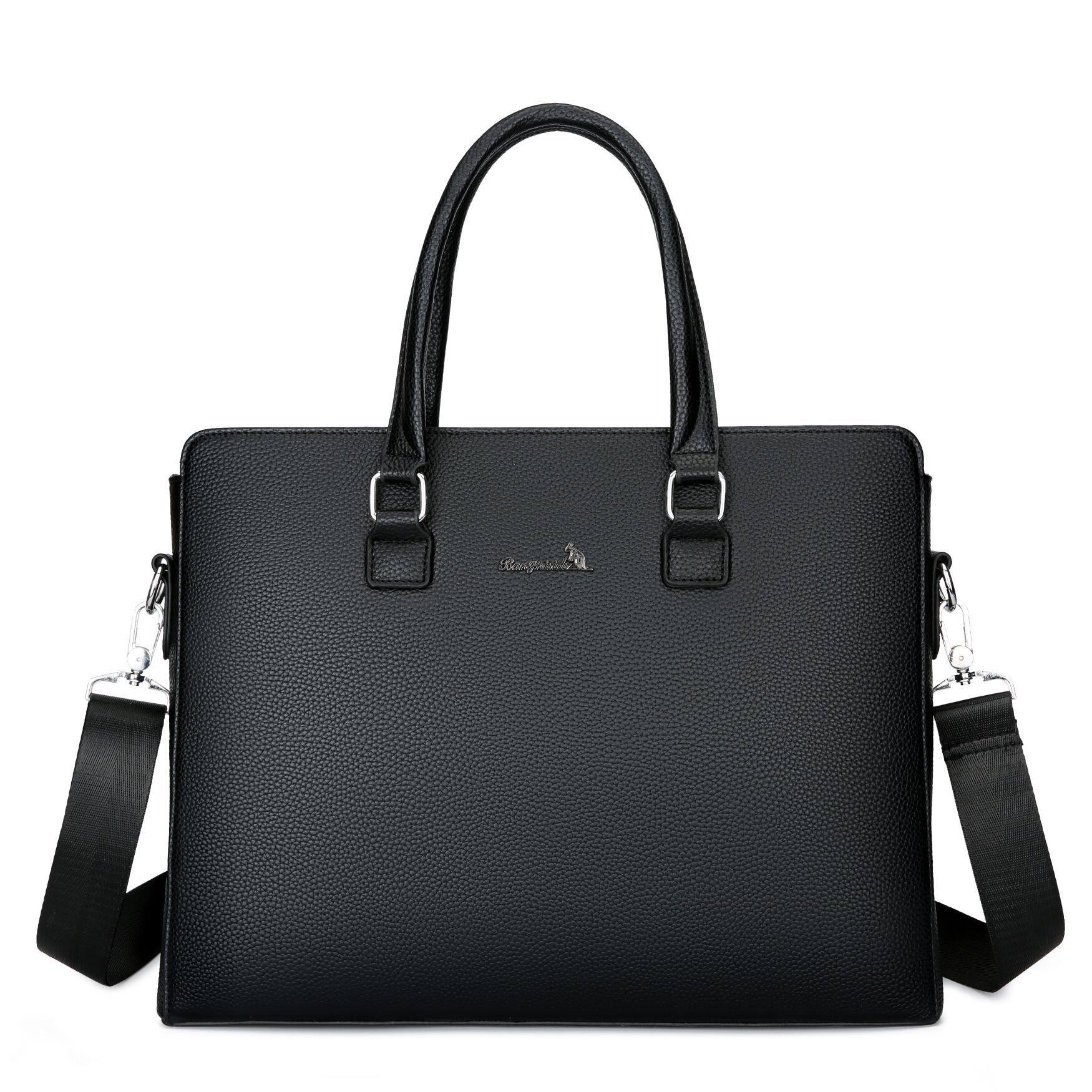 邦尼斯袋鼠公文包男士商务包pu休闲大容量手提包男款会议文件包