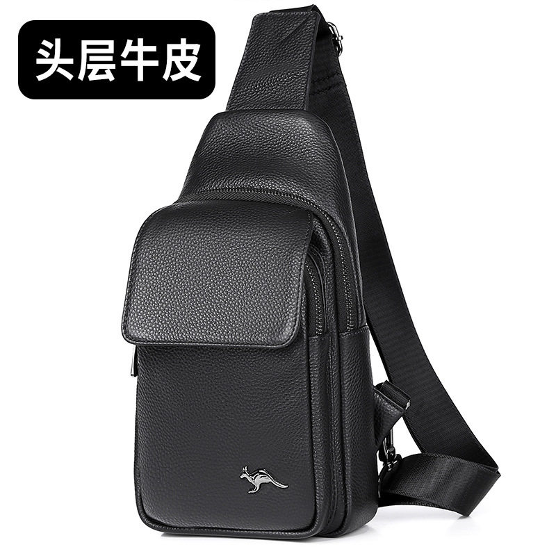 仅亏一天新款 头层牛皮男士胸包斜挎包真皮大容量男式单肩包休闲
