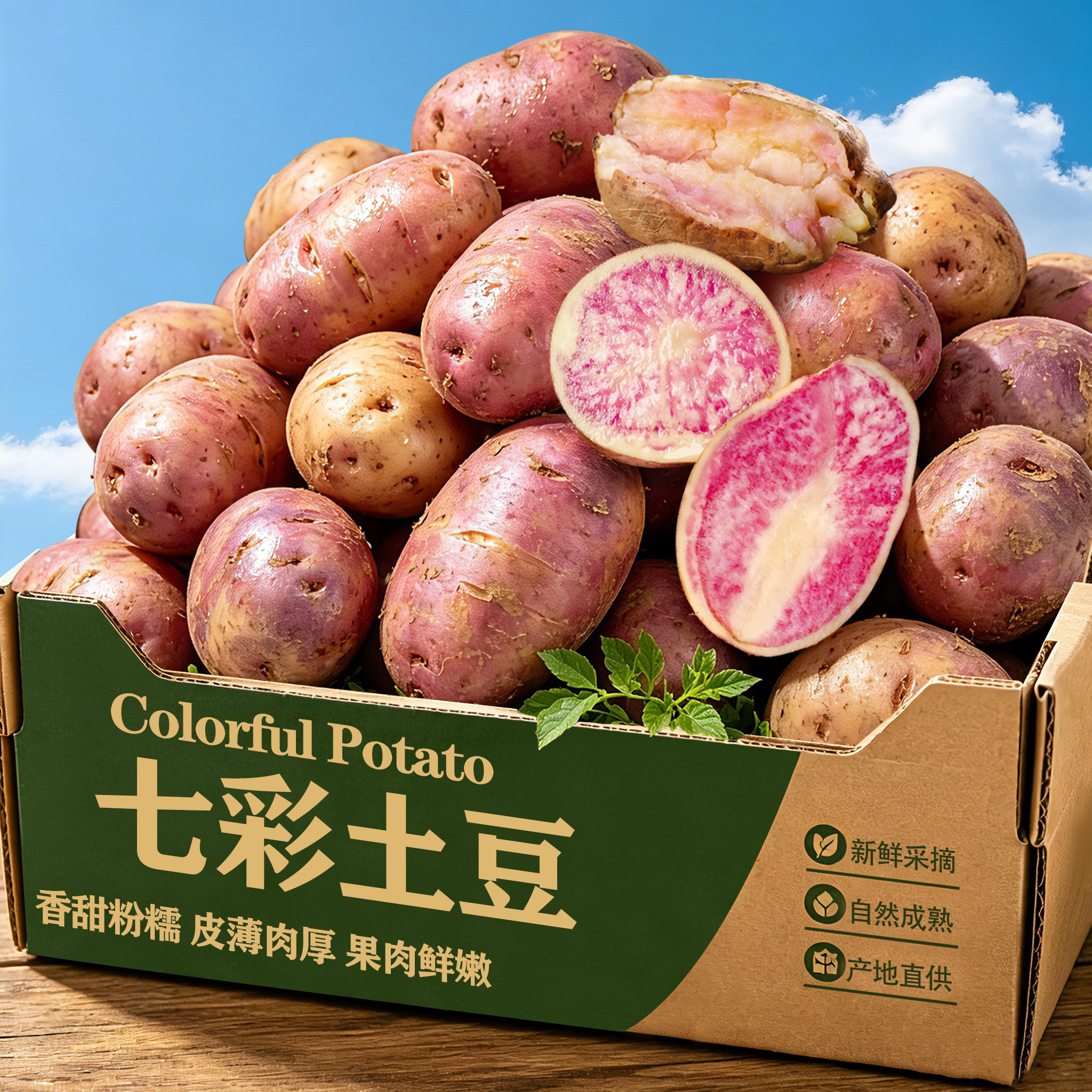 云南七彩土豆新鲜现挖红皮红心小土豆马铃薯洋芋当季蔬菜整箱包邮