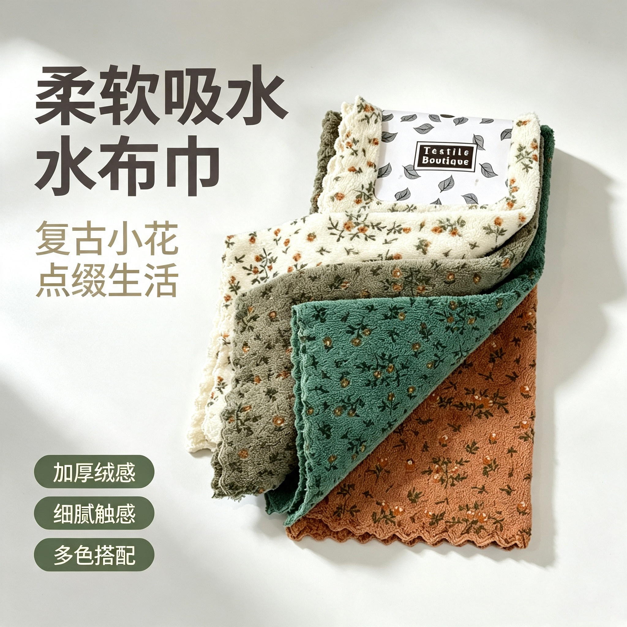 复古碎花抹布厨房高清洁