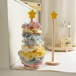 新款星星发圈收纳展示架桌面整理实木儿童头绳鲨鱼夹置物架宿舍