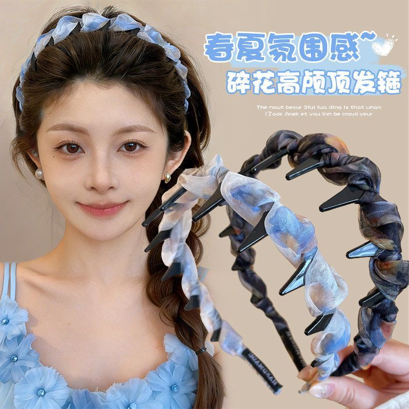 春夏甜美碎花齿梳发箍高颅顶
