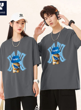 MY清仓！街头风美式印花套头圆领短袖男女同款日常同情百搭T恤QY
