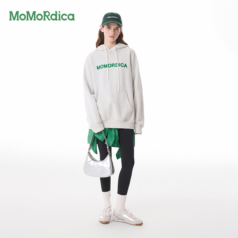 MoMoRdica2025秋季连帽卫衣女加厚宽松撞色字母印花时尚百搭通勤