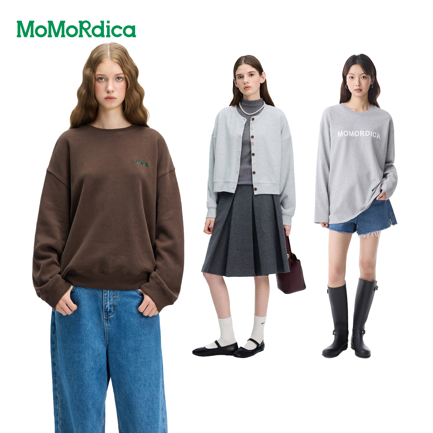 Momordica休闲百搭新款女生通勤必备圆领卫衣/卫衣外套/圆领长T