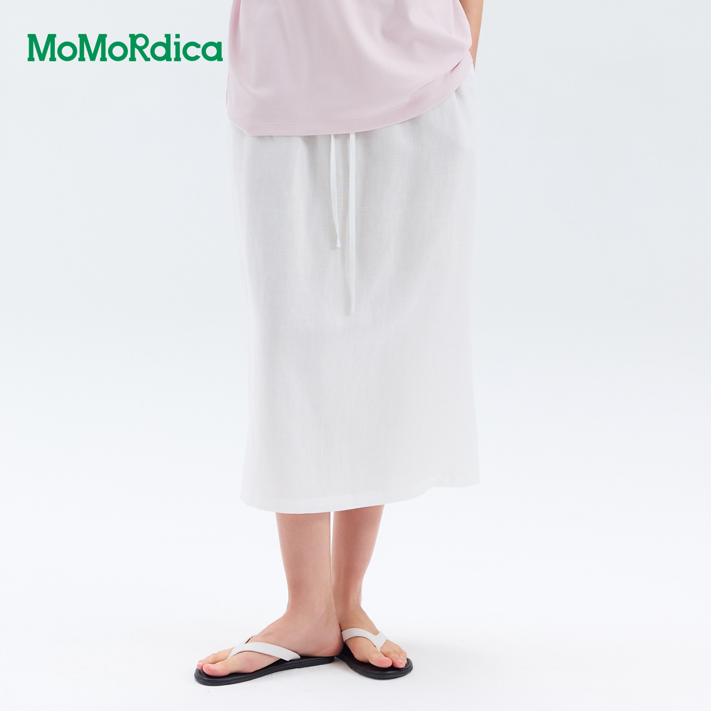 Momordica直筒长半裙2026夏季新款宽松显瘦松紧腰中长款半身裙女