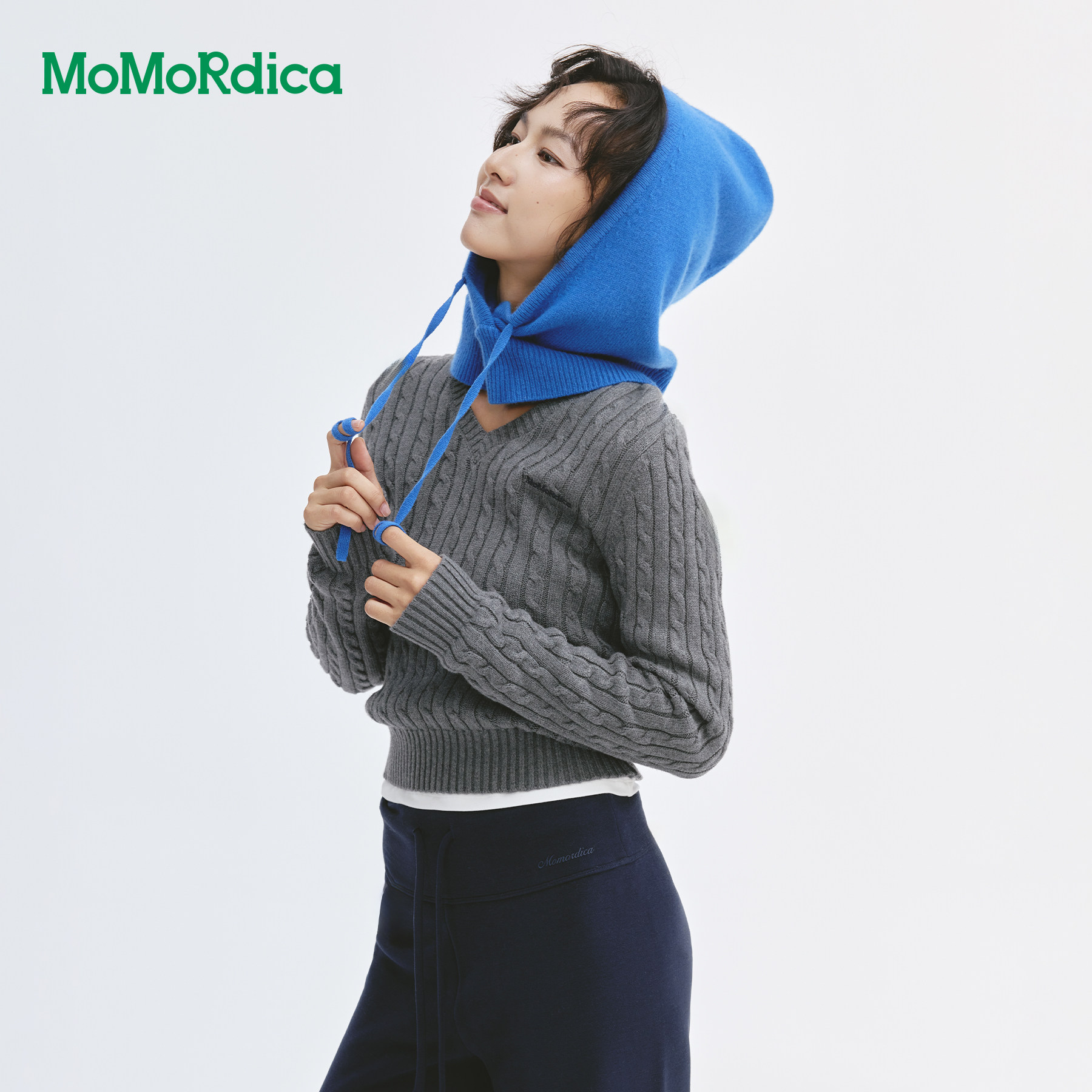 MoMoRdica 纯羊毛帽子2026冬季新款围脖连帽一体设计休闲针织帽
