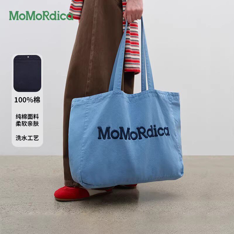 Momordica 单肩纯棉大容量时尚通勤必备女式帆布包多色可选托特包