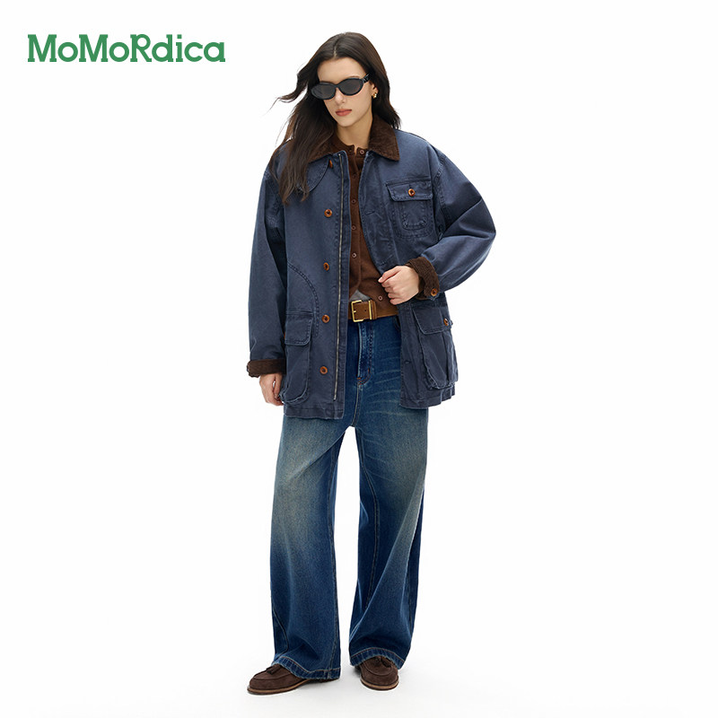 【清仓】Momordica 巴恩风灯芯绒翻领夹克美式复古做旧多口袋外套