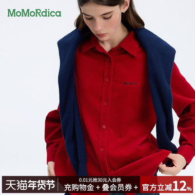 Momordica2025秋冬新款复古灯芯绒衬衫休闲