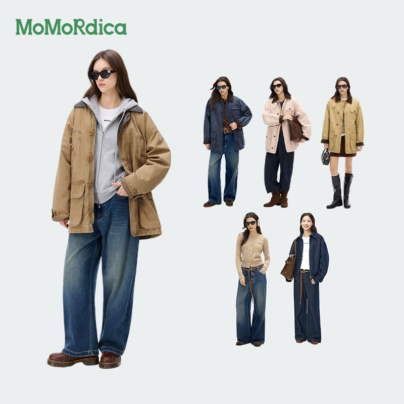 【所有女生的衣橱直播间】Momordica工装夹克/美式夹克直筒牛仔裤