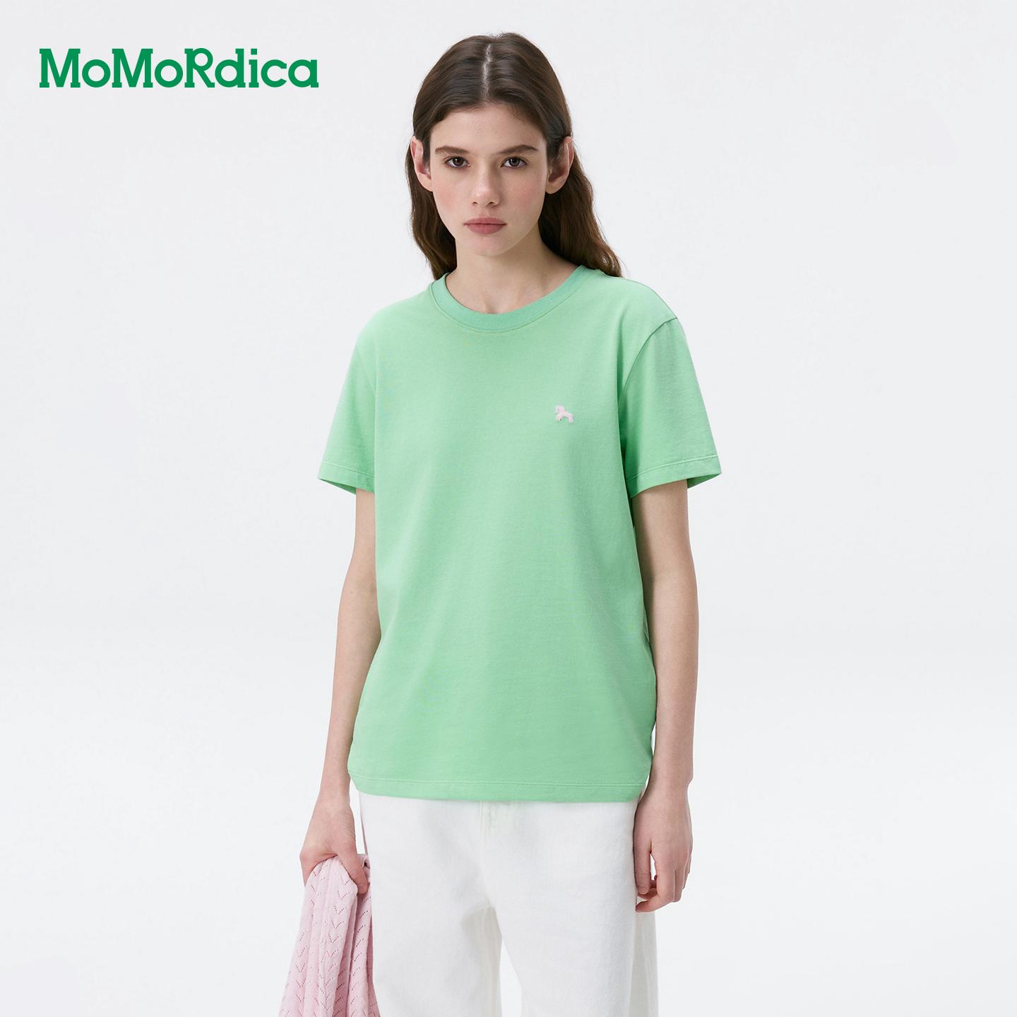 Momordica2026夏新款时尚百搭简约小马图案纯棉短袖T恤女套头上衣