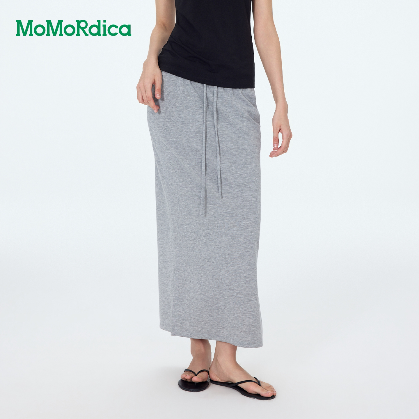 Momordica长半裙女夏新款高腰开衩长半裙多色可选显瘦直筒半身裙