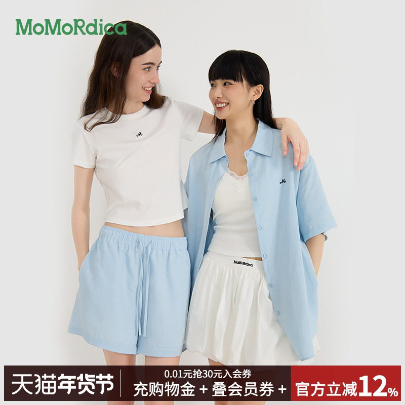 【清仓】Momordica2025年夏季新款莱赛尔亚麻休闲短裤舒