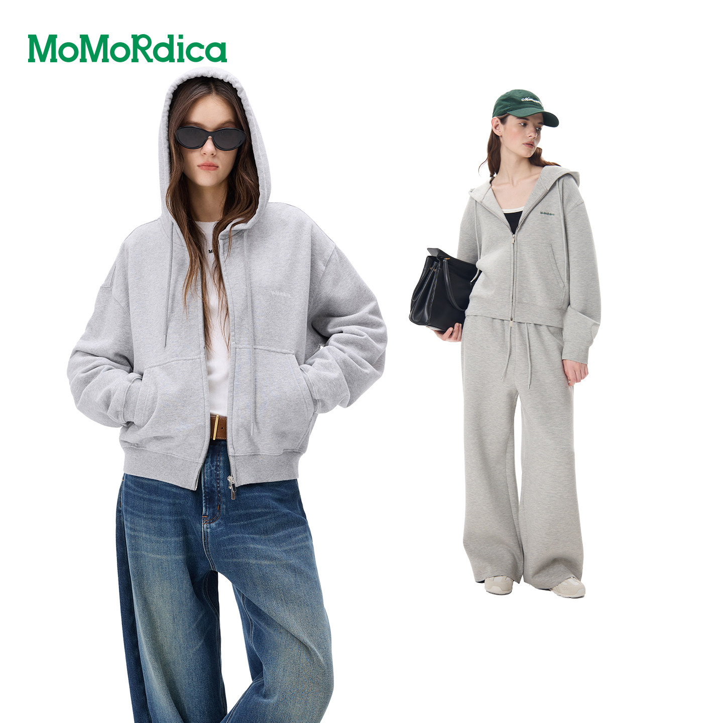 Momordica 简约卫衣/休闲百搭显瘦阔腿卫衣长裤/抓绒开衫卫衣外套